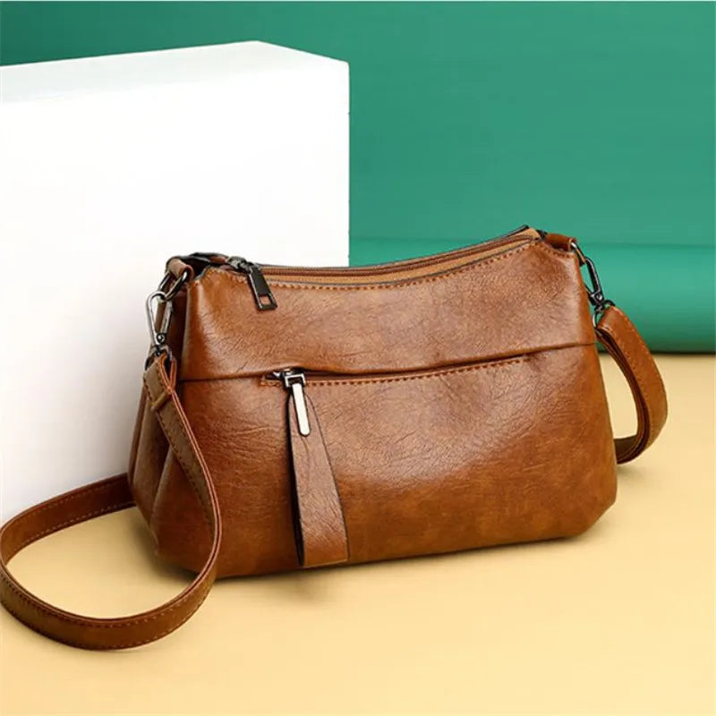 Elegant Women's Shoulder Bag with Unique Texture Design Stylish Soft  Leather Handbag with Zipper Pockets Everyday Crossbody Bag