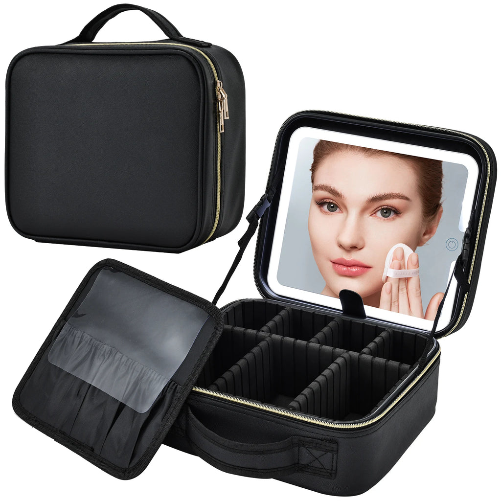 Makeup Bag With Led Mirror 3 Modes Lights Makeup Bag With Vanity Mirror With Lights Travel Makeup Case With Lighted Mirror
