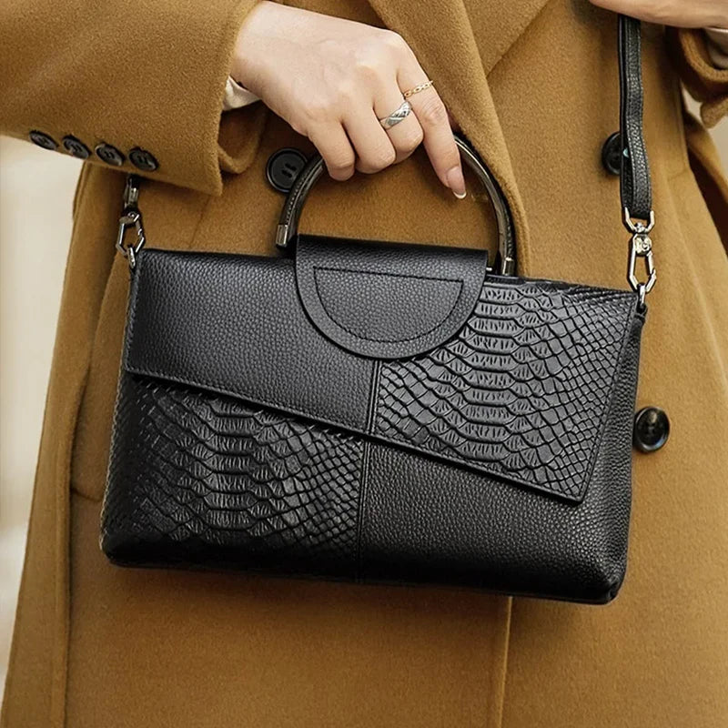 Stylish PU Synthetic Leather Women's Shoulder Crossbody Bag Fashion Casual Dinner Wedding Alligator Pattern Flap Handbag Purse