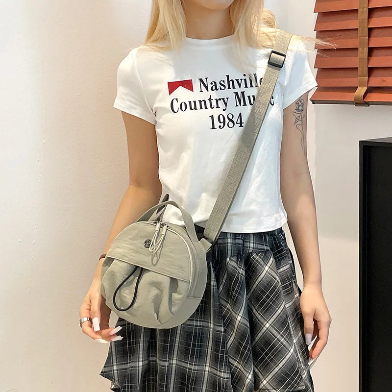 Thickened Waterproof Round Handbag, Single Shoulder Messenger Bag, Versatile Fashion Cross Body Phone Purse Pouch for Going Out