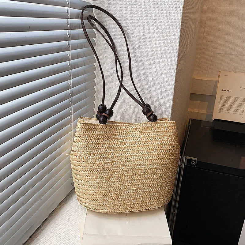 Casual Straw Woven Shoulder Bags, Wicker Handbags, Handmade Summer Beach Bag ,Women Travel ,Large Capacity, Rattan Totes