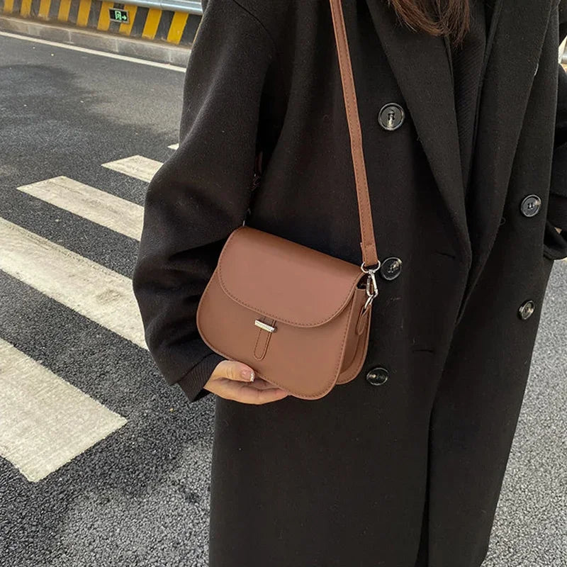 Vintage Simple Shoulder Bags For Women Casual Small Flap Crossbody Bag Purse Girls PU Leather Messenger Handbags bolsa feminina