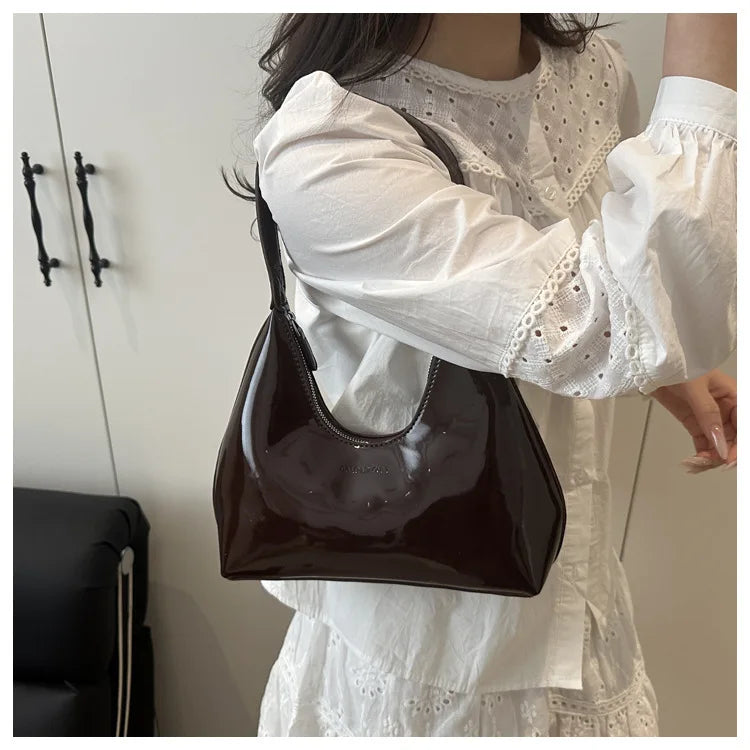 Solid Color Synthetic Leather Shoulder Underarm Bag, Retro Versatile Handbag Women Bag, Fashionable Daily Use Chic Handbag Purse