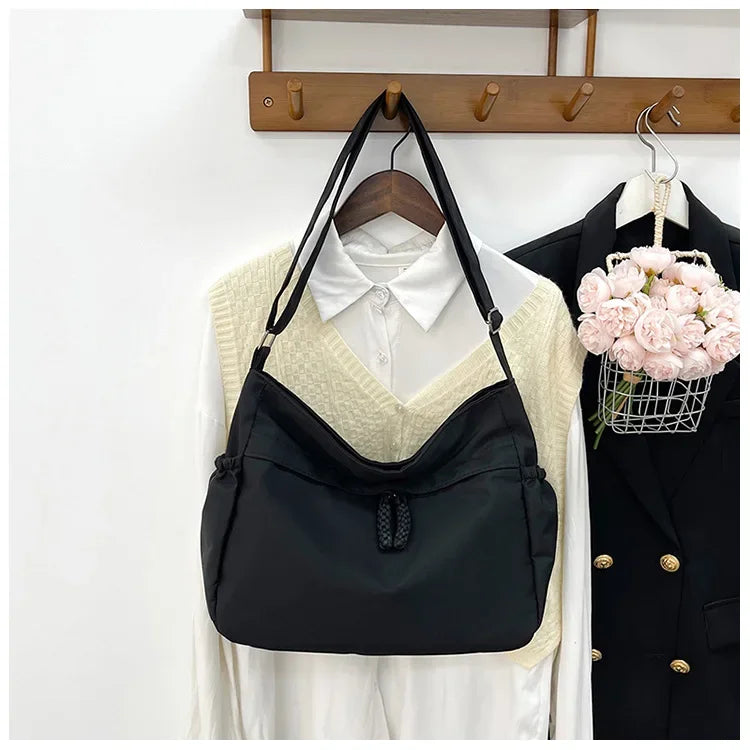 Double Sided Pocket Canvas Bag, Nylon Underarm Shoulder Bag, Fashionable Messenger Bags for Women's Daily Use Work Travel Outing
