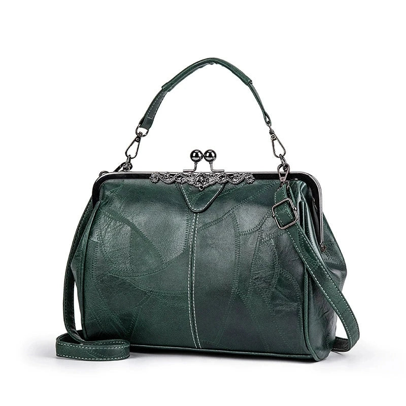 Classic Retro Design Women's Crossbody Bags for Women Leather Handbag Shoulder Bag with Clip, Fashion Thickened Vintage Tote Bag