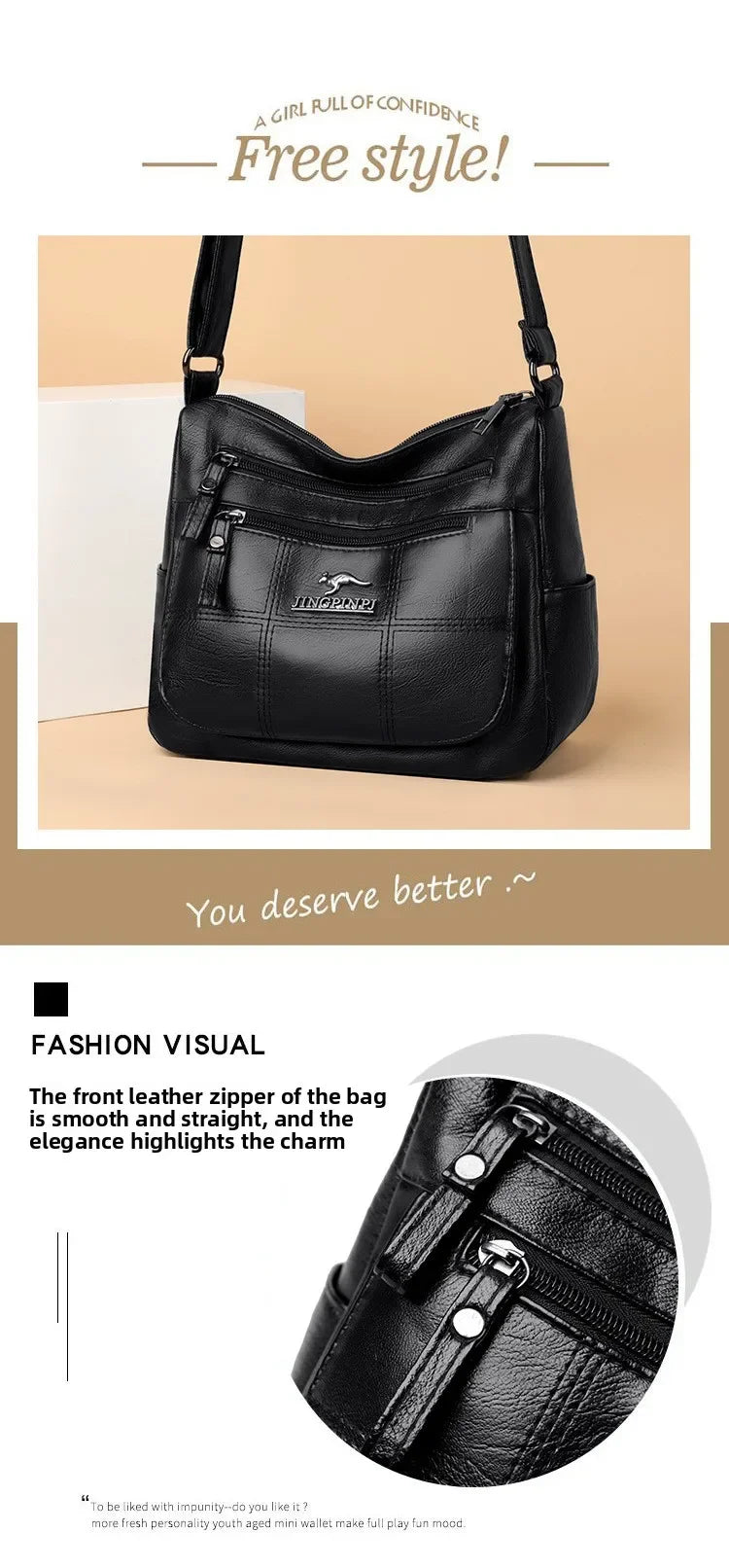 Solid Color PU Leather Single Shoulder Bag, Multi Compartment Pocket Daily Women's Cross Body Bags, Large Capacity Women's Bag.