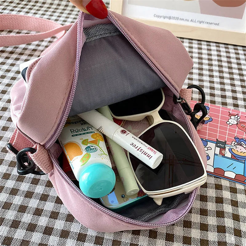 Harajuku Phone Crossbody Bag Nylon Cute Small Bags for Women Cow Pattern Square Small Shoulder Bag Suitable for Women Daily Use