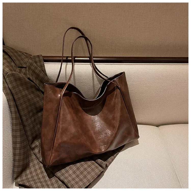 Retro PU Women's Handbag, Large Capacity Handbags Shoulder Bag, Street Leisure Shopping Tote Bag Bags, Suitable for Daily Use