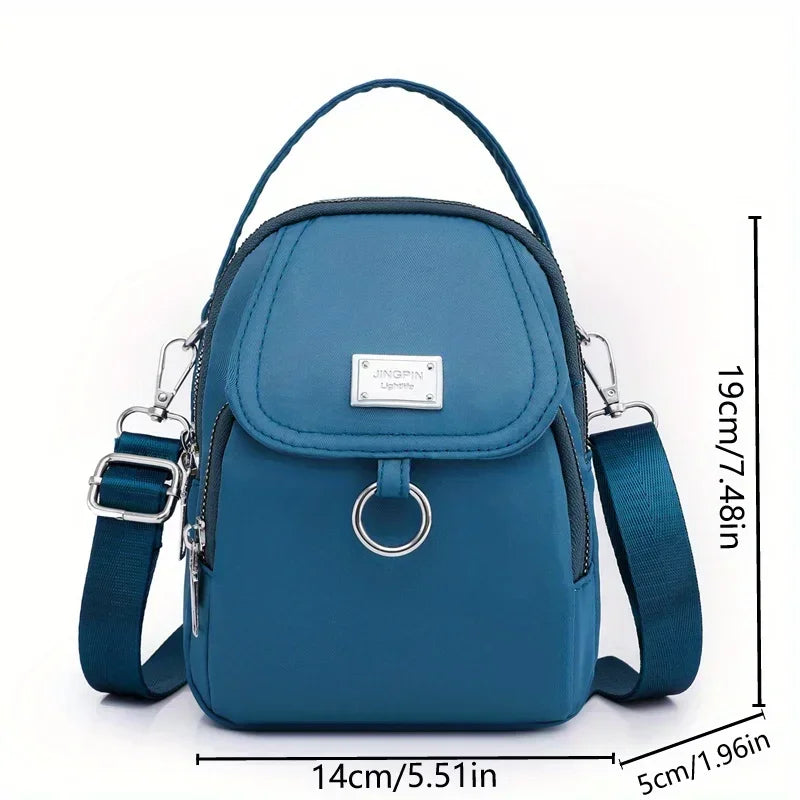 Ms. Fashion, Shoulder Bag, Mini Phone Bag, Multi-Layered Messenger Bag, Nylon Waterproof Fabric, And External Headphone Holes