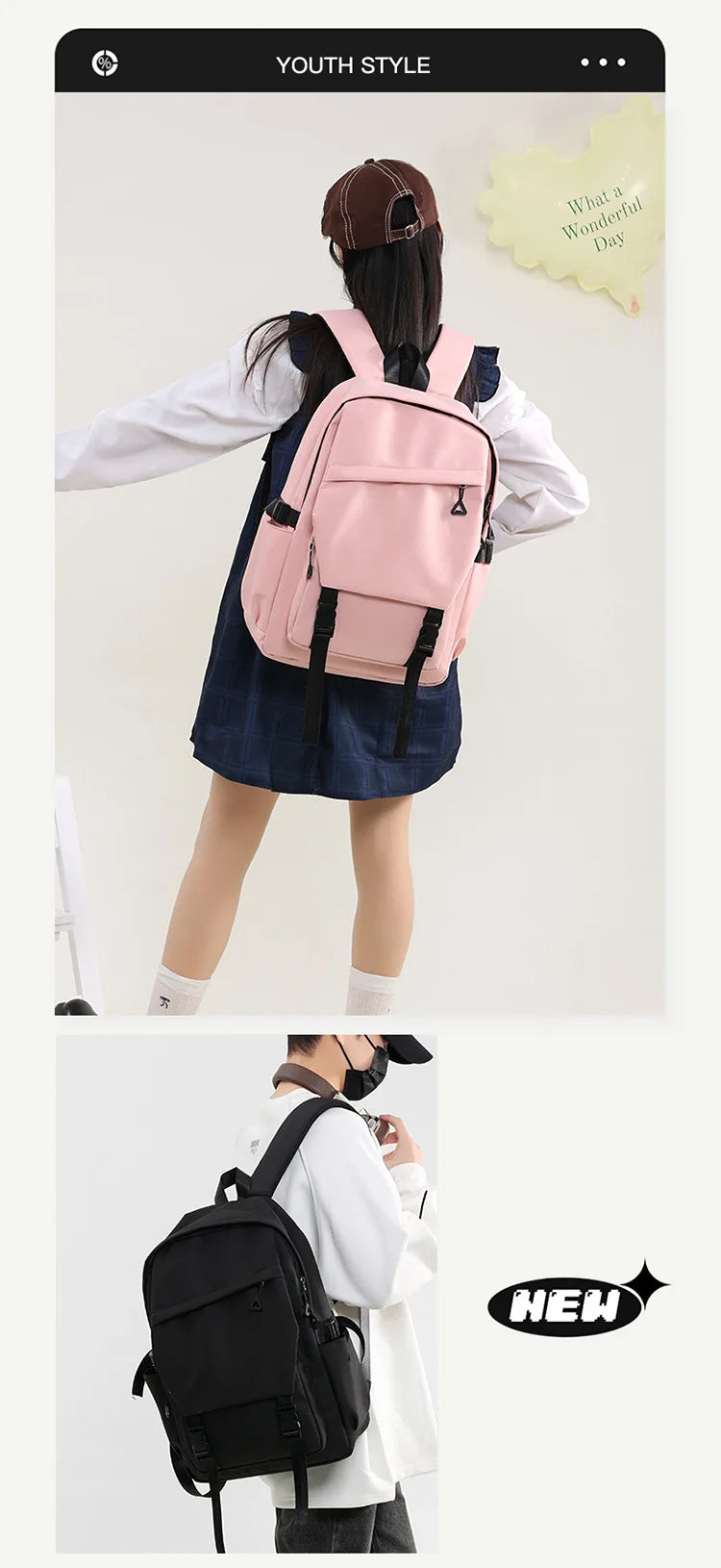 3pcs/set Campus Student Backpack, Boys Girls School Bags for Teen Men Women Tote Bag Clutch Pocket, Nylon Backpacks Travel Bag