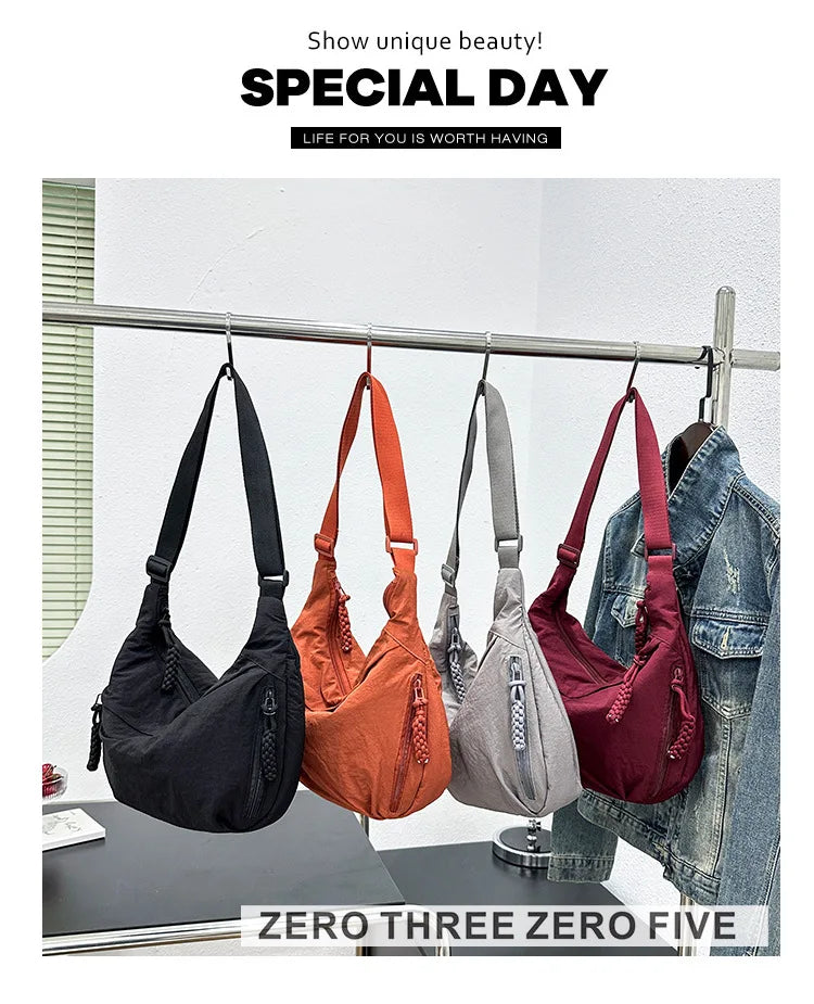 Casual Nylon Hobos Crossbody Bag for Women Designer Shoulder Bags Large Capacity Tote Bag Lady Travel Shopper Bag Female Purses