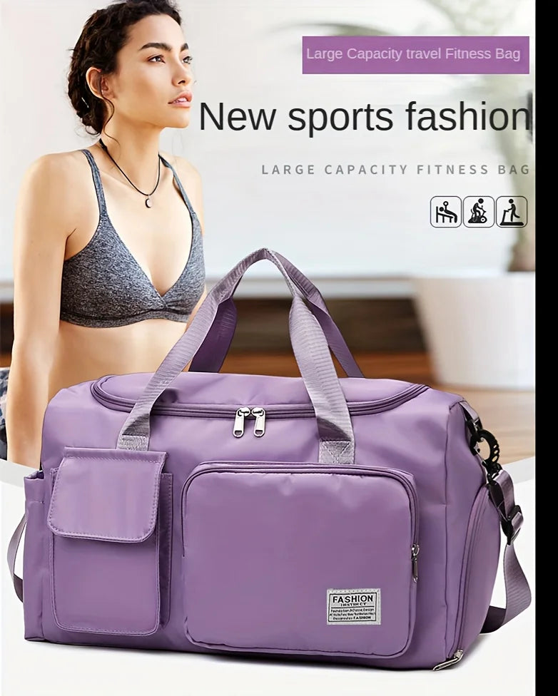 Nylon Travel Gym Bag with Shoe Compartment Dry Wet Separation, Organizer Pockets, Sports Bag for Women/Men, Student Essentials