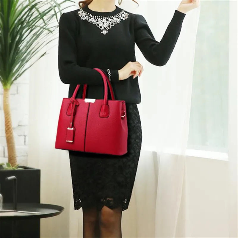 Shaping PU Leather Handbag, Stylish Versatile Tote Shoulder Bag, Large Capacity Crossbody Bag with Adjustable Straps,Zip Closure
