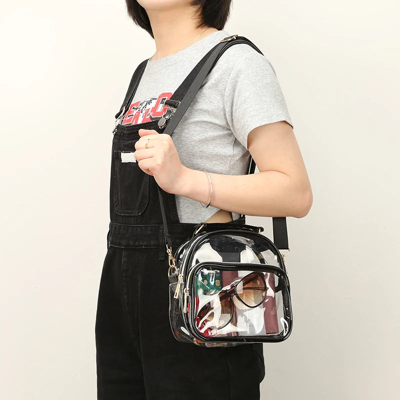 Transparent PVC Ladies Small Handbags Stadium Approved Women Clear Bag Fashion Waterproof Casual Simple Crossbody Shoulder Bags