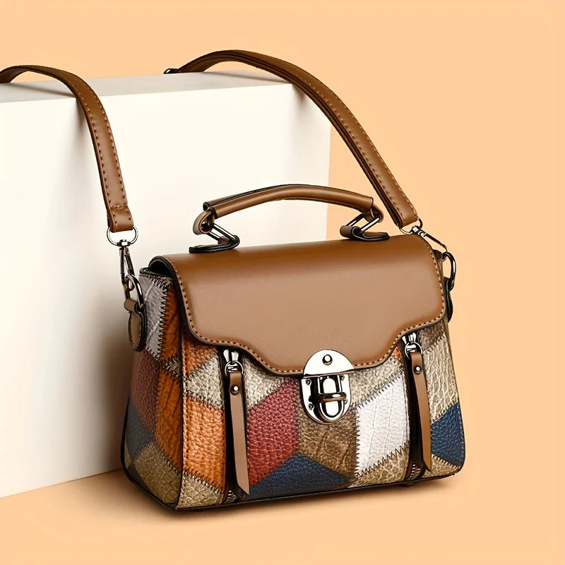 Women's Retro Rhombus Pattern Shoulder Crossbody Bag Adjustable Shoulder Strap Zipper Closure, Multi-Color Options for Daily Use