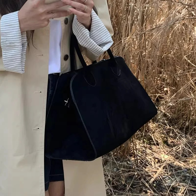 Suede Tote Bag High Quality Designer Luxury Boston Large Handbag Winter Vintage Women's Shoulder Bags