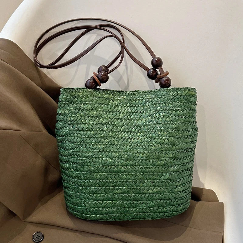 Casual Straw Woven Shoulder Bags, Wicker Handbags, Handmade Summer Beach Bag ,Women Travel ,Large Capacity, Rattan Totes