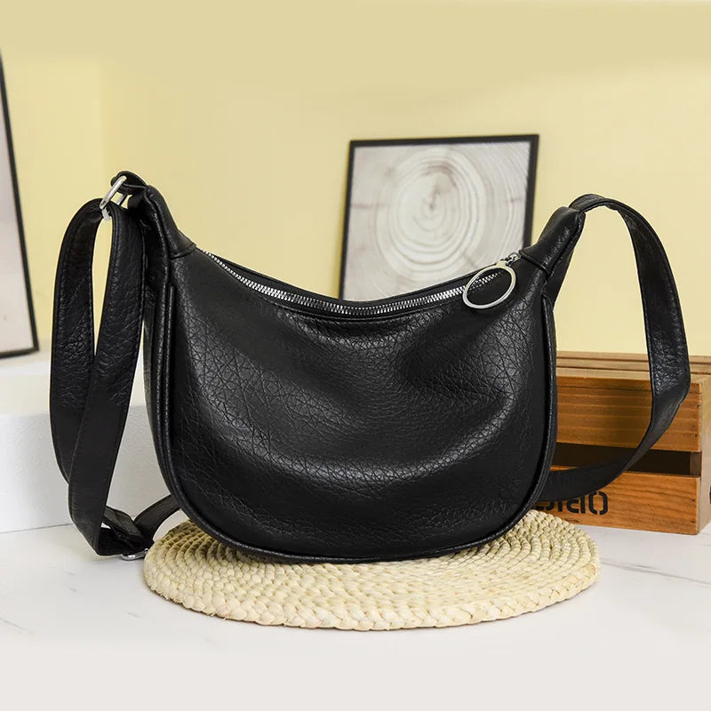 Solid Color Hobos Bag For Women Large Capacity Travel Crossbody Bag Female Half Moon Shoulder Bag Ladies Daily Fanny Packs