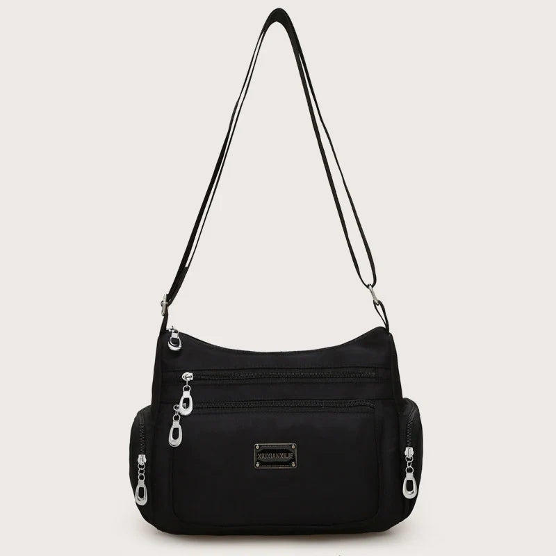 Multi-layer Nylon Shoulder Bag, Waterproof Multi-pocket Zipper Bag, Lady Messenger Bag ,Designer Crossbody Bag