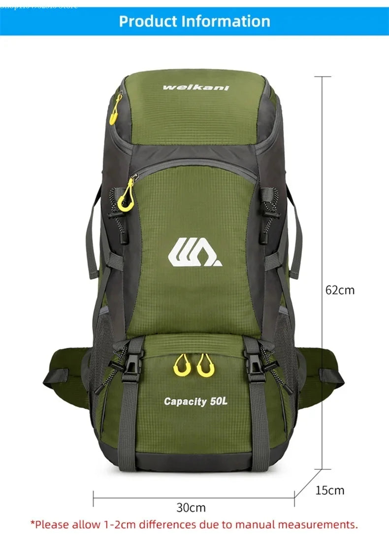 Outdoor sports backpack - hiking backpack 50L men's and women's hiking and camping bag travel backpack with dual shoulder straps