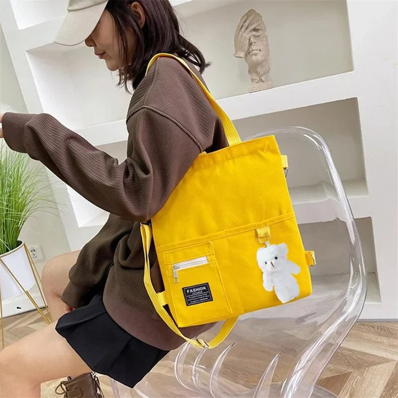 Campus Cute Canvas Handbag, Casual Tote Bag, Large Capacity Shoulder Bags for Student Backpack Handbags Shoulder Cross Body Bags