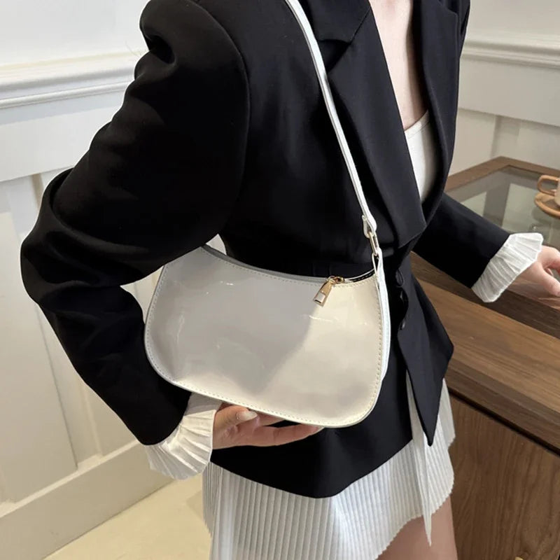 Retro Solid Color PU Leather Shoulder Bag Fashion Women's Handbags Casual Designer Hobos Underarm Bag, Suitable for Daily Use
