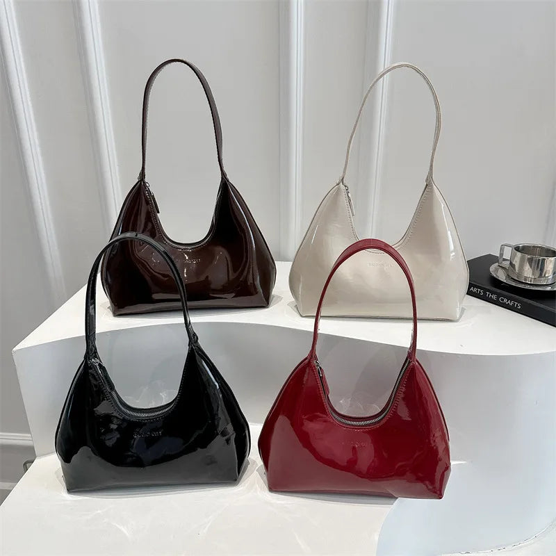 Solid Color Synthetic Leather Shoulder Underarm Bag, Retro Versatile Handbag Women Bag, Fashionable Daily Use Chic Handbag Purse