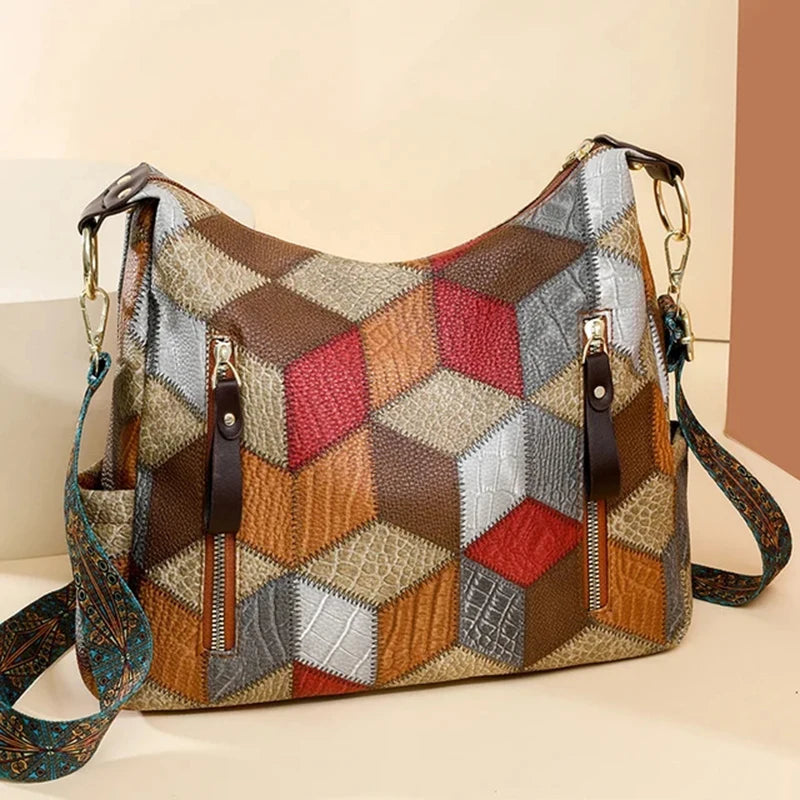 Fashion Contrast Color Large Capacity Female Tote Bag PU Leather Lady's Shoulder Bag Brand Designer Women's Bucket Handbags