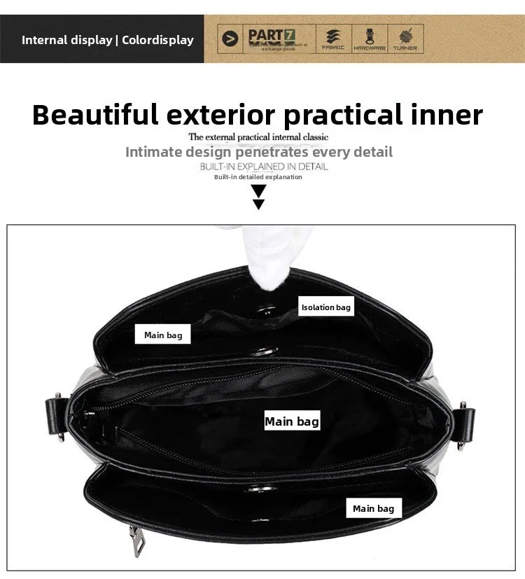 Fashionable Three Interlayer Synthetic Leather Crossbody Bag with Polyester Lining, Stylish Square Single Shoulder Bag for Women