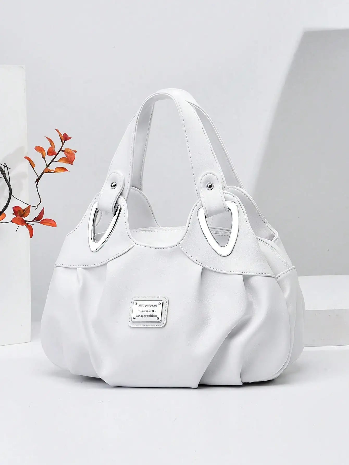 Fashionable and minimalist shoulder bag, solid color large capacity portable tote bag, essential for daily shopping