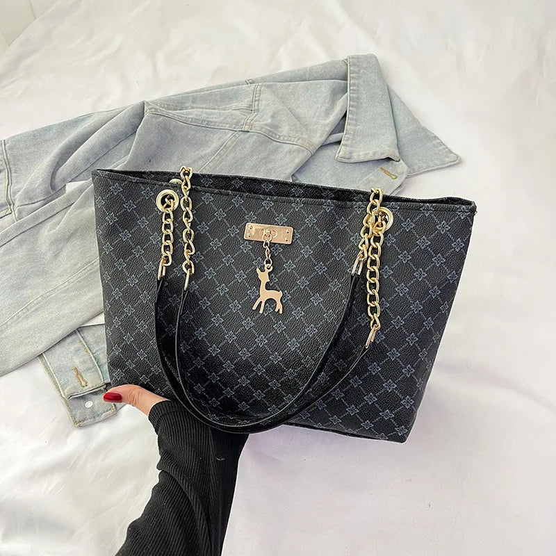 2024 Autumn and Winter New Presbyopic Handbag Shoulder Bag Large Capacity Tote Bag Women's Bag