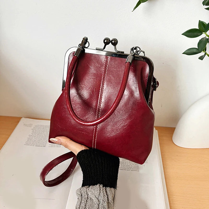 New Fashion Vintage Soft Leather Cosmetic Bag Purse Women's Handbag Crossbody Shoulder Bags Evening Party Totes Makeup Wallet