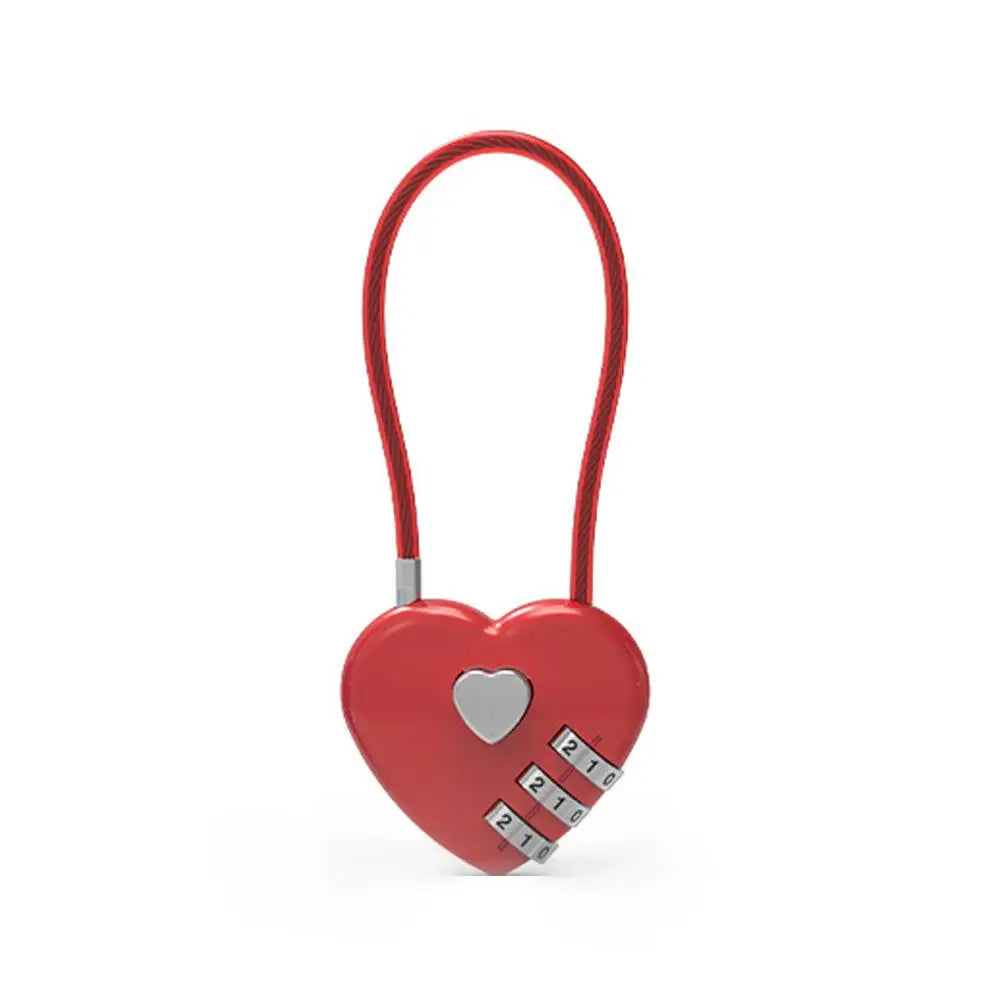 INS Korean Red Heart Lock Love Cable Code Padlock Keychain Y2K Bag Charms Bag Pendant Sweet Purse Accessories Harajuku Jewelry