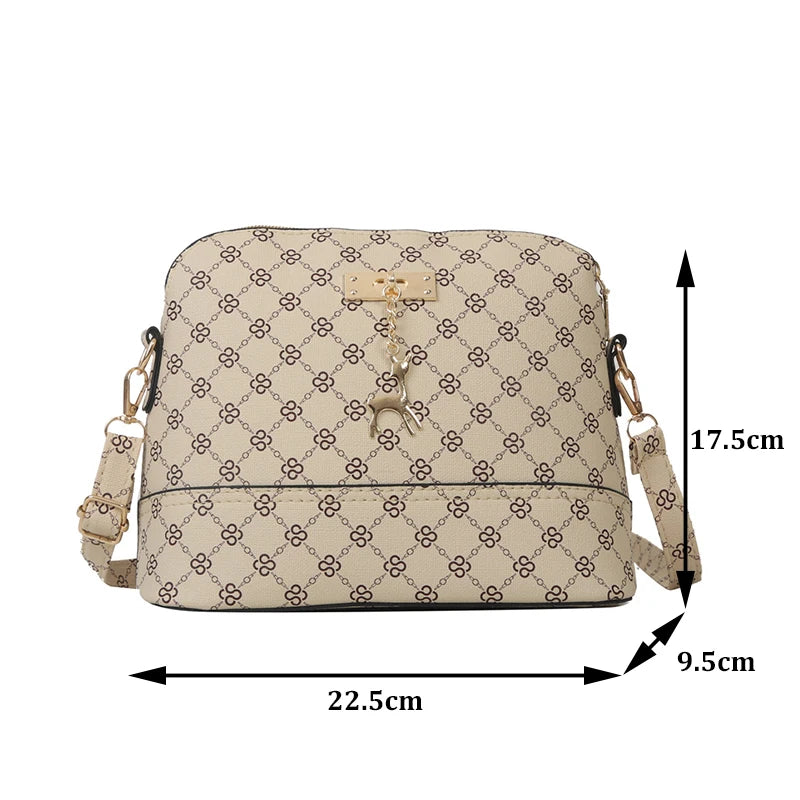 PU Leather Women Shoulder Bag Female Deer Pendant Handbags Girl Small Crossbody Bag Fashion Shell Shape Messenger Bag Bolsos