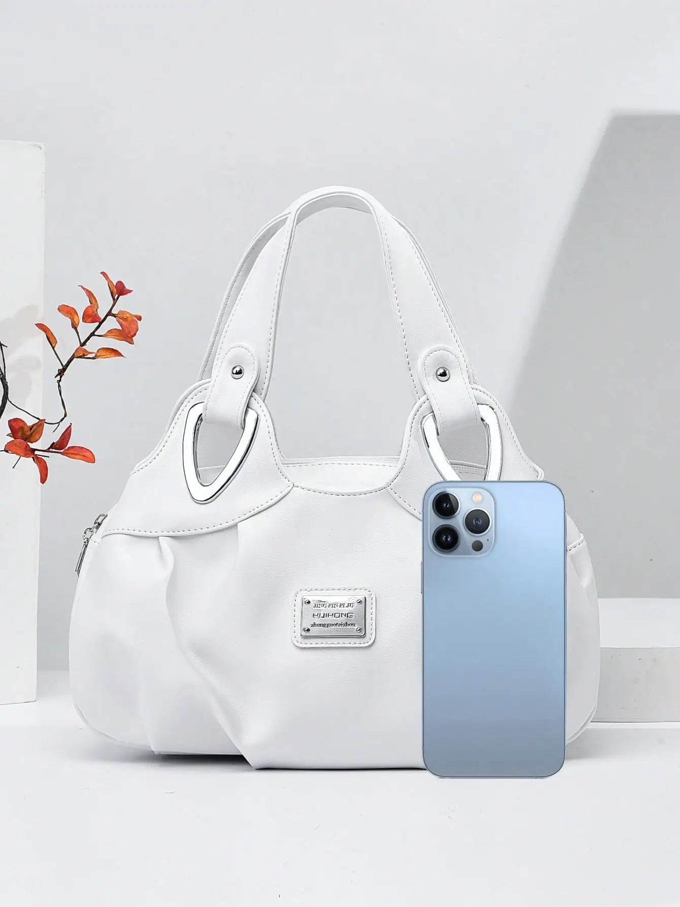 Fashionable and minimalist shoulder bag, solid color large capacity portable tote bag, essential for daily shopping
