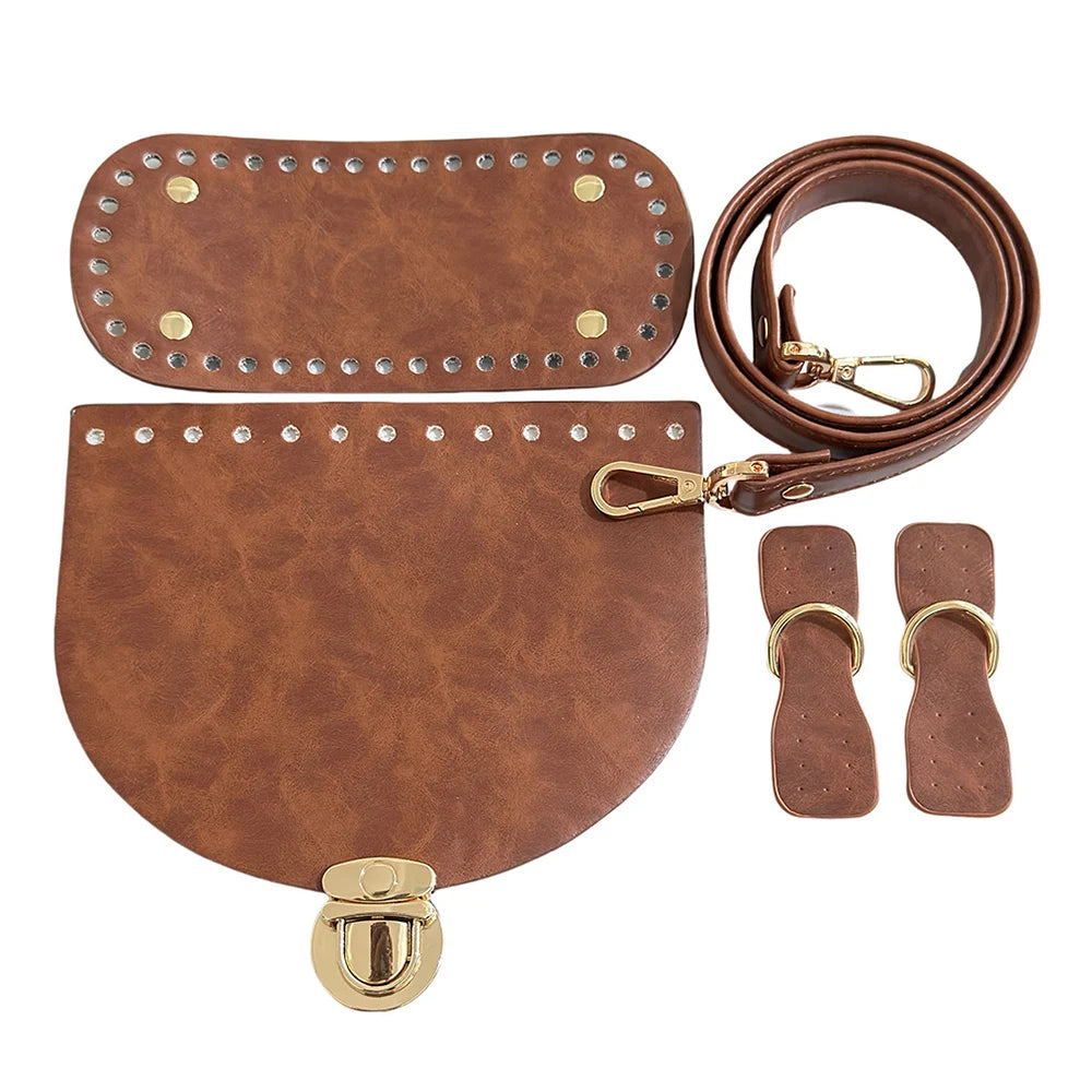 Hot Sale 1Set Accessories For Handbags 5pcs Diy Crochet Bag Kit Handmade Bag Bottom New Diy Leather Bag Strap For Making Bags