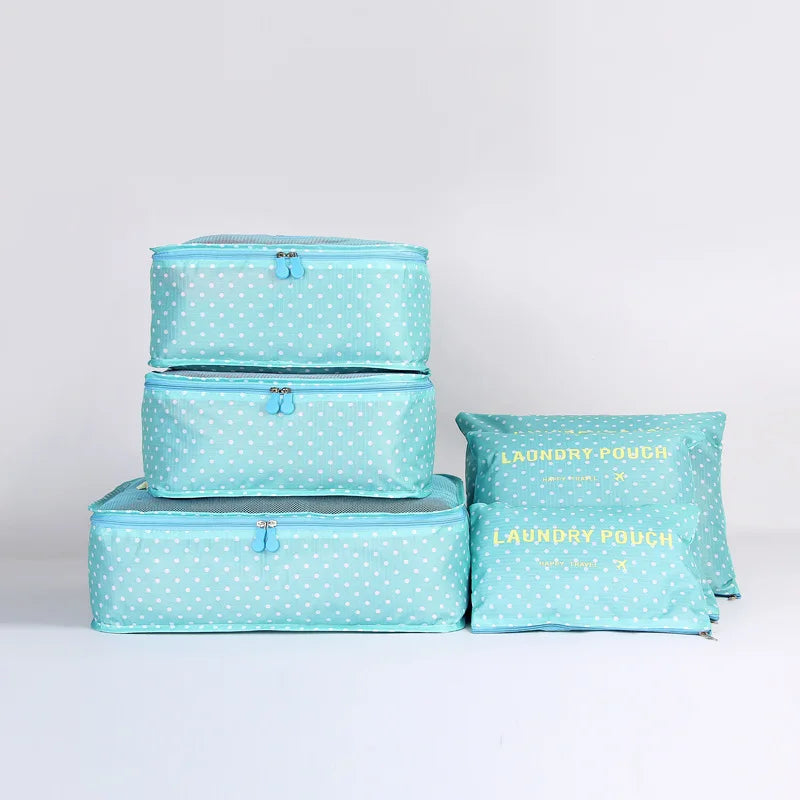 6-piece Large Size Travel Organizer Portable Suitcase Organizer Clothes Shoes Makeup Bag Luggage Organizer Travel Storage Bag