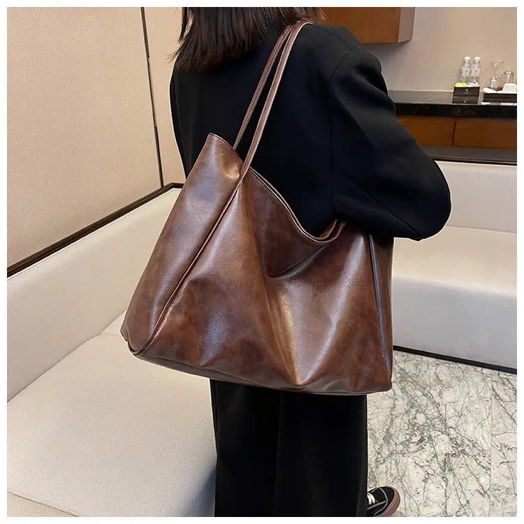 Retro PU Women's Handbag, Large Capacity Handbags Shoulder Bag, Street Leisure Shopping Tote Bag Bags, Suitable for Daily Use