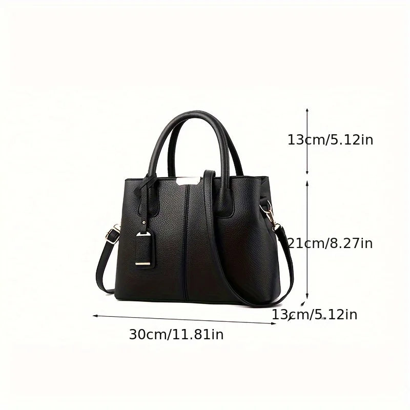 Shaping PU Leather Handbag, Stylish Versatile Tote Shoulder Bag, Large Capacity Crossbody Bag with Adjustable Straps,Zip Closure
