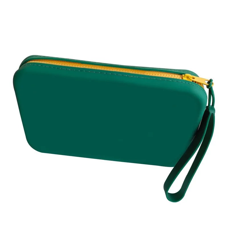 Square Silicone Storage Bag, Portable Travel Cosmetics and Toiletries Bag, Multifunctional Waterproof Cosmetic Bag with Zipper