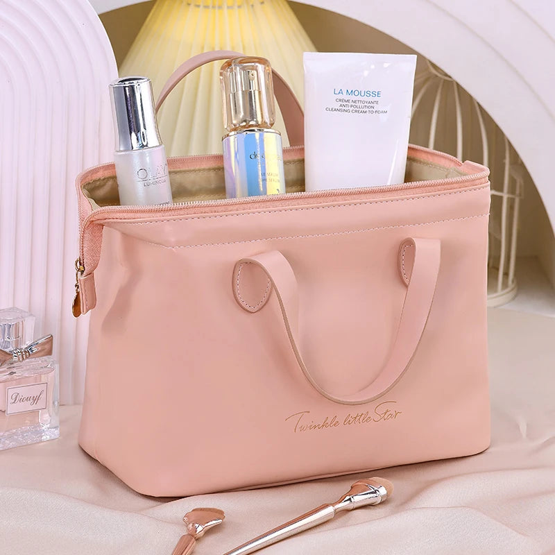 New French style portable handbag fashionable PU mini cosmetic storage bags women's toiletry bag for travel small tote