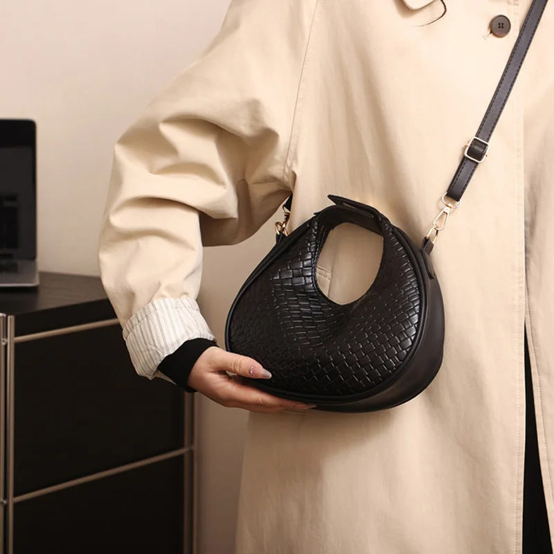 PU Leather Shoulder Bag Fashion Solid Color Lattice Crossbody Bag Small Bag Ladies Trend Luxury Designer Handbags