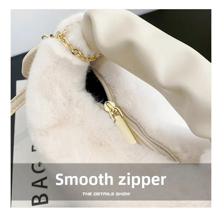 Fashionable Plush Tote Bag, Cute Stylish Women's Handbag Shoulder Crossbody Bag, Suitable for Women Party Banquet Daily Travel