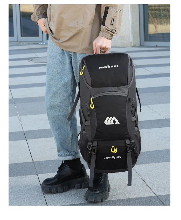 Outdoor Hiking Backpack 50L Camping Travel Bag Oxford Cloth Double Shoulder Large Capacity Multi-Functional Outdoor Sports Bag