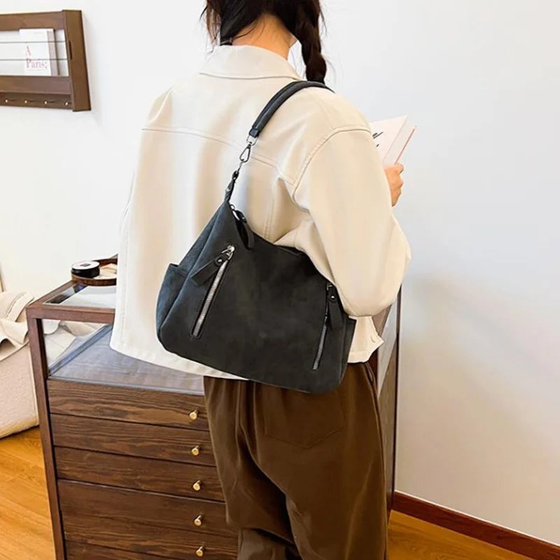 Designer Leather Female Side Bags Retro Shoulder Bag for Women Handbag Casual Ladies Large Capacity Tote Bag