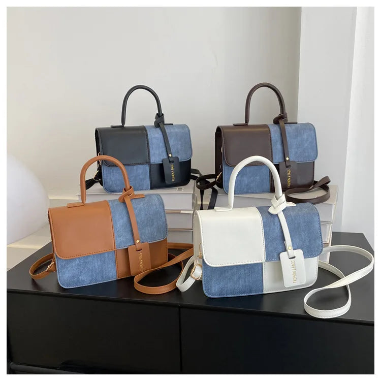 Fashionable PU Leather Handbag Women for Commuting, Stylish Single Color Blocking Handbags Shoulder Bag, Daily Outfit Tote Bag