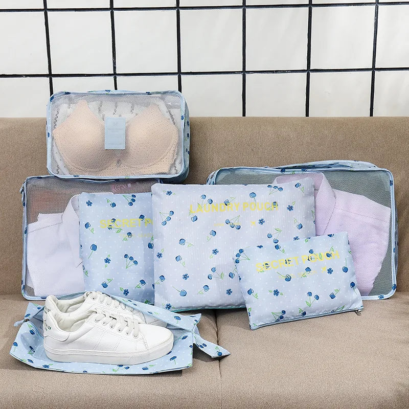 6-piece Large Size Travel Organizer Portable Suitcase Organizer Clothes Shoes Makeup Bag Luggage Organizer Travel Storage Bag