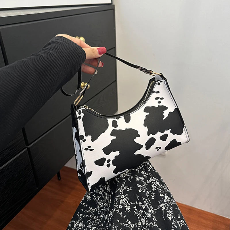 Fashion Zebra Leopard Print Women Handbag PU Leather Underarm Shoulder Bags Female Daily Totes Purse