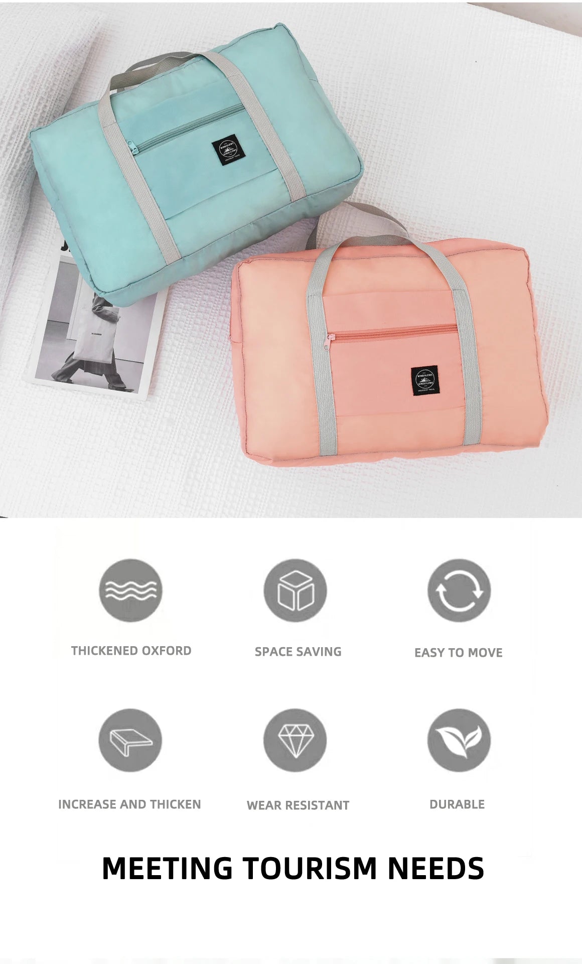Travel Handbag, Luggage Bag, Travel Storage Bag, Large Capacity Single Shoulder Airplane Bag, Women's Waterproof Folding Bag