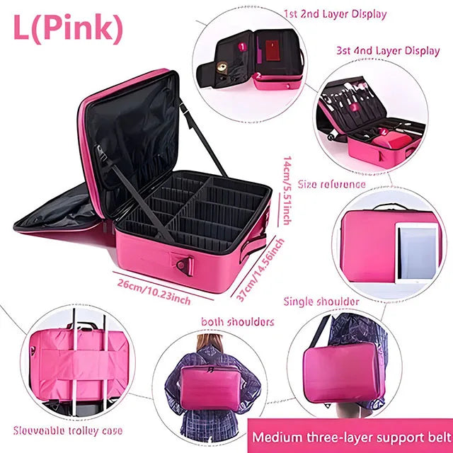 Large Capacity Cosmetic Case Waterproof Manicure Makeup Toolbox,Makeup Bag For Travel New Professional Tattoo Tool Makeup Case